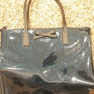 Kate Spade medium jeralyn ocean blue glitter purse